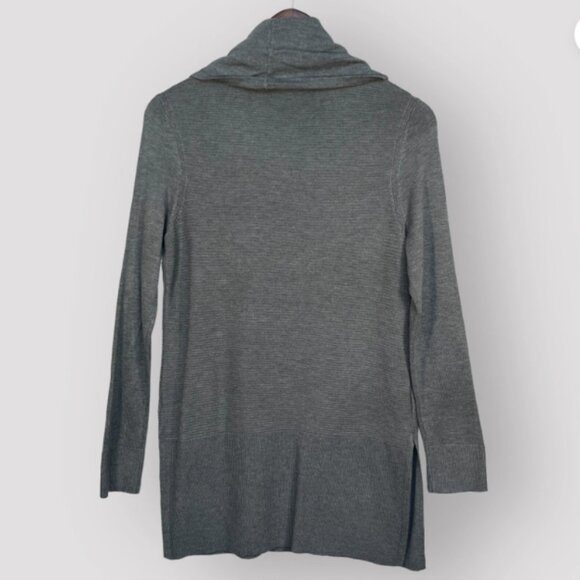 Adrienne Vittadini Tunic Sweater Women Size M Heather Gray Cowl Neck Long Sleeve - Picture 2 of 6